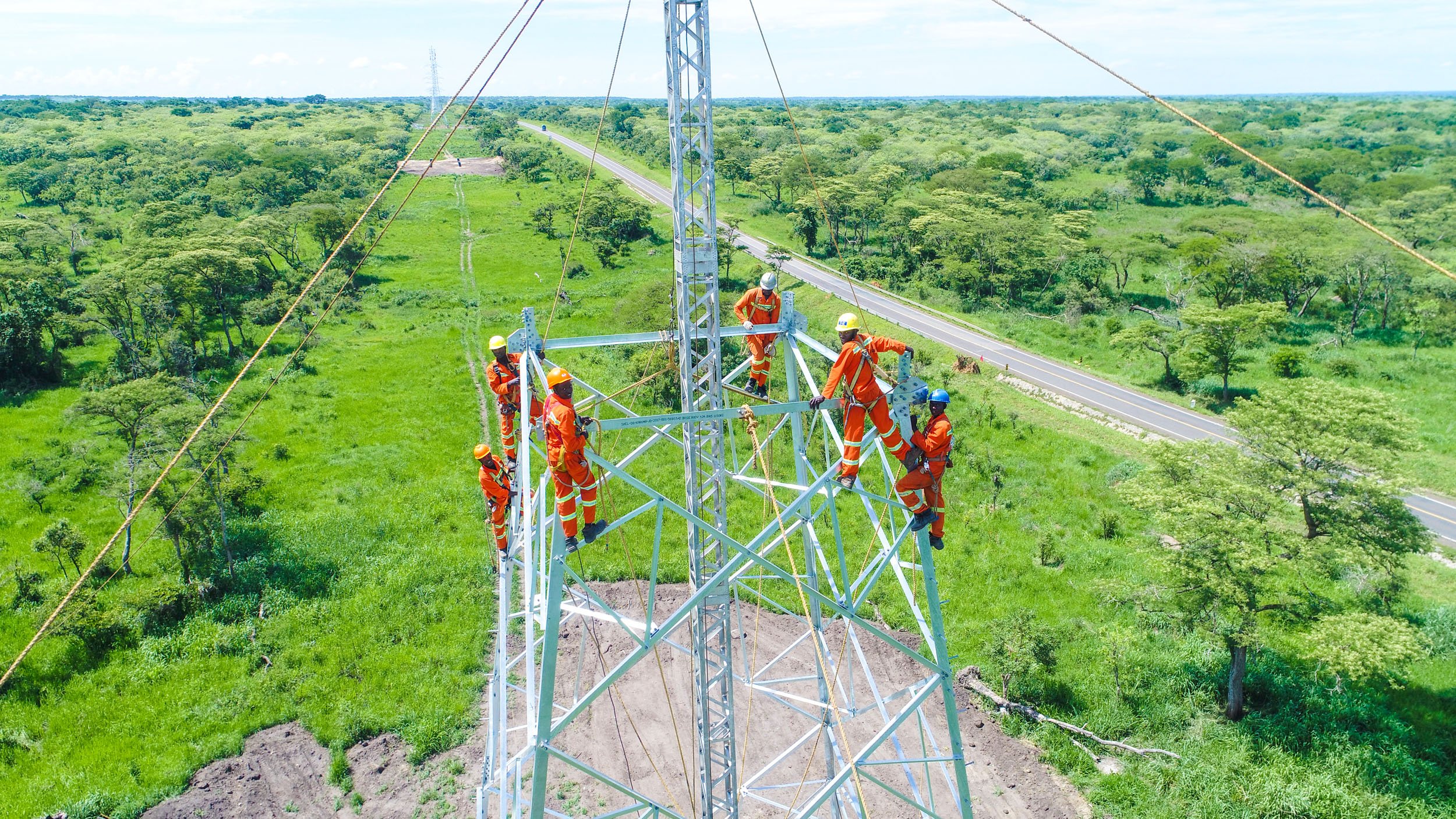 High voltage power lines under construction to evacuate power from Karuma
